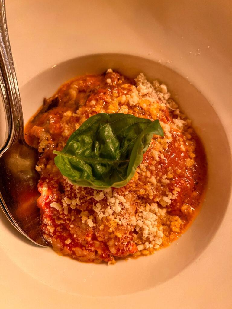 Eggplant parmigiana at Antica Bottega del Vino