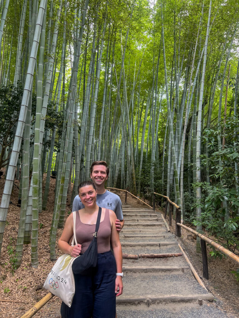 Kat and Chris in the bamboo forest at Kodaiji temple