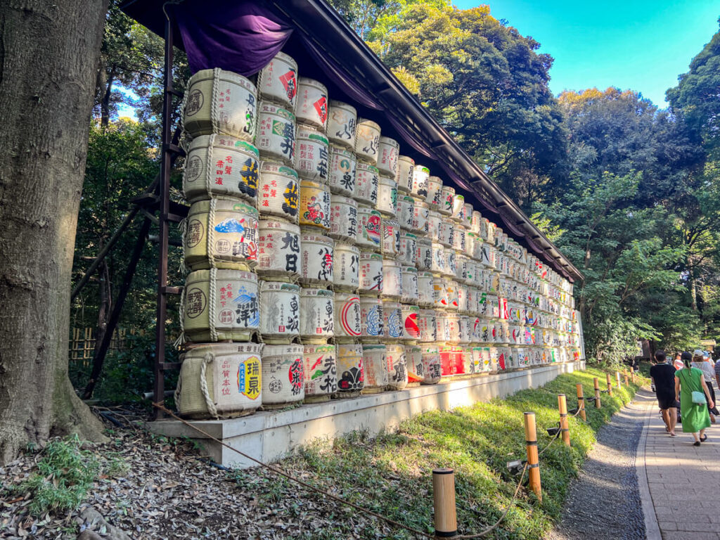 Sake barrels at Meiji Jingu