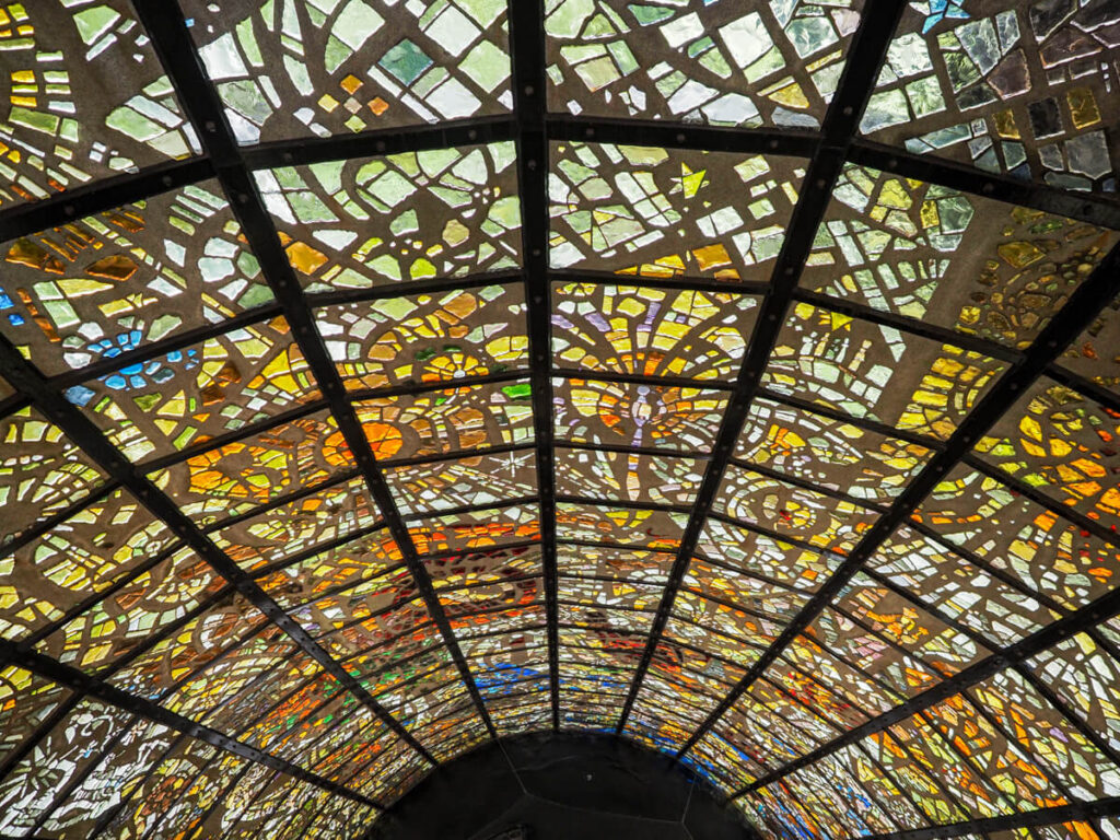 Stained glass tower interior at Hakone Open Air Museum