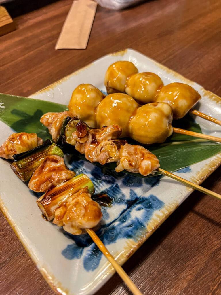 Yakitori on a plate